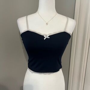 Edikted Black Camisole with Lace Trim
